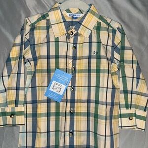 Rugged Butts Plaid Kids Shirt - Green and Yellow
